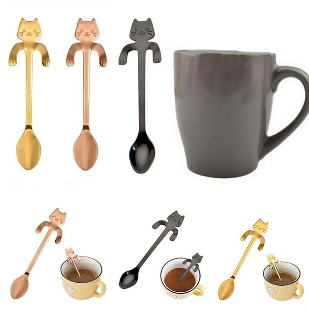 New Stainless Steel Cat Coffee Drink Spoon Tableware Kitchen Tool Hanging Cups